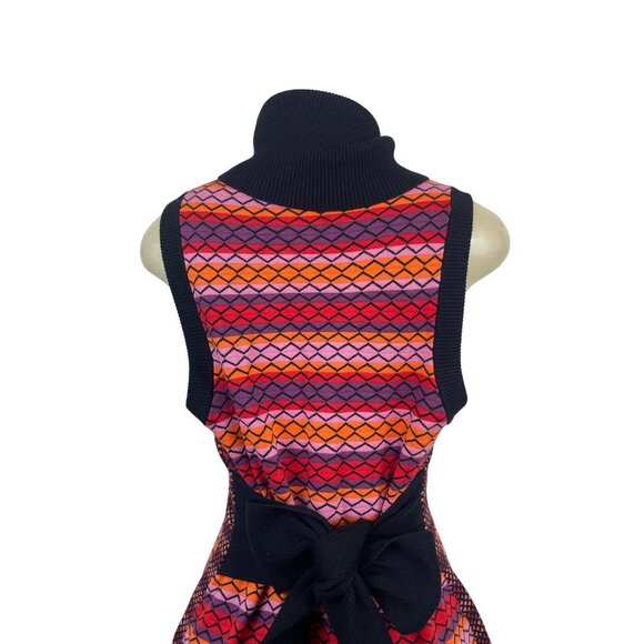 Toccin Striped Multicolor Sleeveless Knit Midi Dress With Turtleneck Sz XL - New - Picture 5 of 10